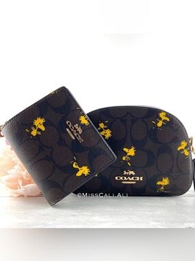 NWT COACH X PEANUTS Mini Serena Crossbody Bag Woodstock + Snap Wallet Set